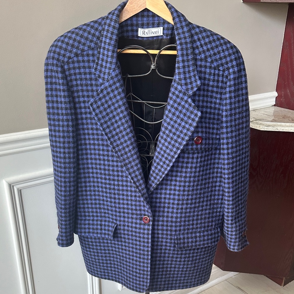 Raffinati Blue and Black Checkered Blazer